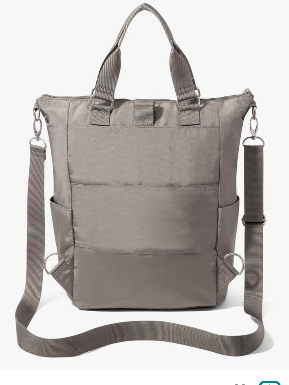 NWT Baggallini All Set 3 in 1 convertible crossbody tote backpack in silver gray - Picture 7 of 13